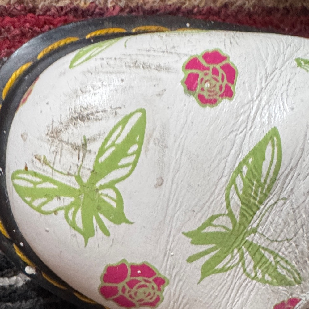 Vintage Dr. Martens White Boots with Green and Pink Butterfly Rose Design AW004 - Picture 10 of 12